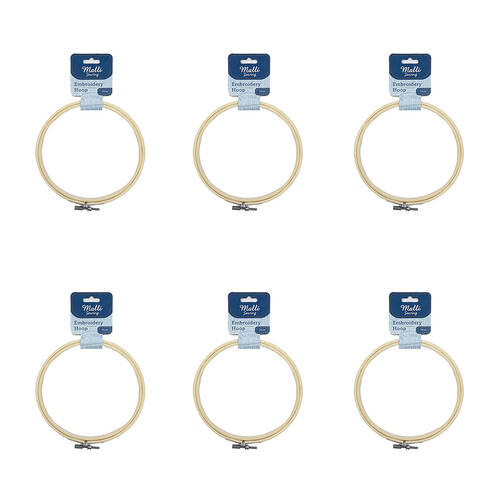 6PK Malli Sewing Round Wooden Embroidery Hoop 15cm - Brown