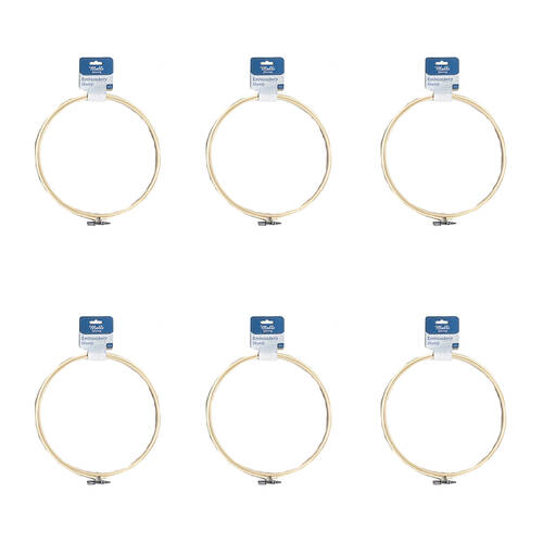 6PK Malli Sewing Round Wooden Embroidery Hoop 20cm - Brown