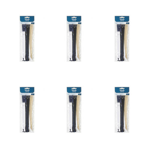 6PK Malli Sewing Nylon Dress/Skirt Close-End Zippers - Assorted