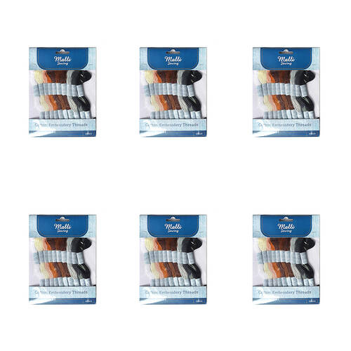 6PK Malli Sewing Cotton Soft Floss Embroidery Thread/String