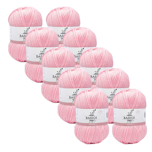 10PK Malli Super Blend Basic 100g Acrylic/Polyester Yarn - Baby Pink
