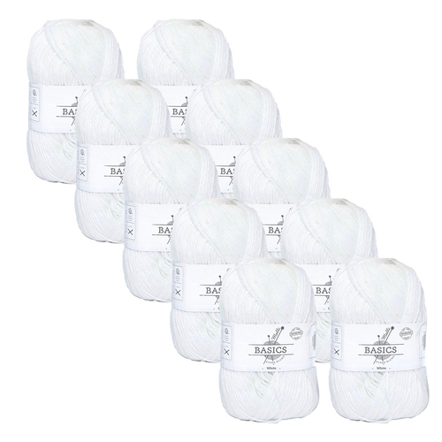 10x Malli Blend Basic 100g Acrylic/Poly Yarn Craft Knitting/Crochet White