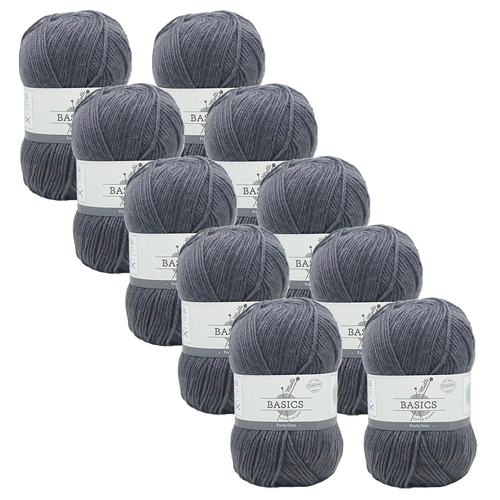 10x Malli Blend Basic 100g Acrylic/Poly Yarn Knitting/Crochet Footy Grey