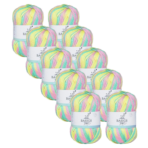 10PK Malli Super Blend Basic Multi 100g Acrylic/Polyester Yarn Pastel Rainbow
