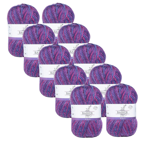 10x Malli Blend Basic Multi Colour 100g Acrylic/Poly Yarn Mix Berries