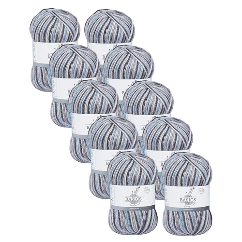 10x Malli Blend Basic Multi Colour 100g Acrylic/Poly Yarn Cobblestone