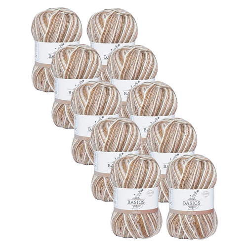 10PK Malli Super Blend Basic Multi 100g Acrylic/Polyester Yarn Cafe Latte