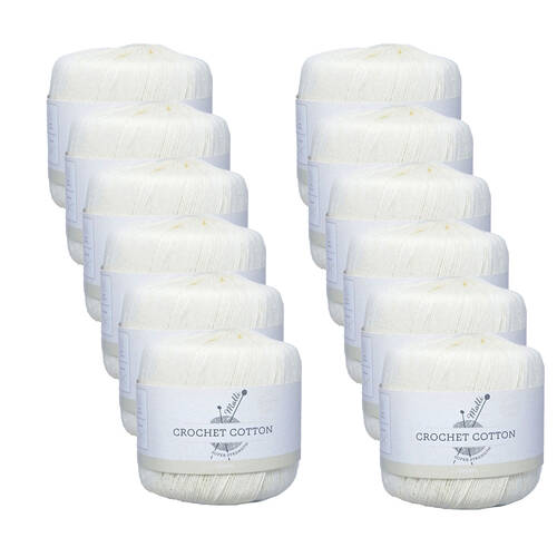 12PK Malli Super Strength 100% Cotton Crochet Knitting Yarn 3ply 50g Cream