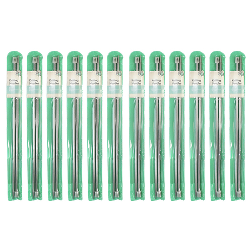 12PK Malli 35cm Stainless Steel 6mm Knitting Needles - Grey