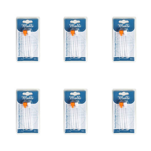 6x 2pc Malli Sewing Plastic Sewing Needle Case 1x6cm - Clear