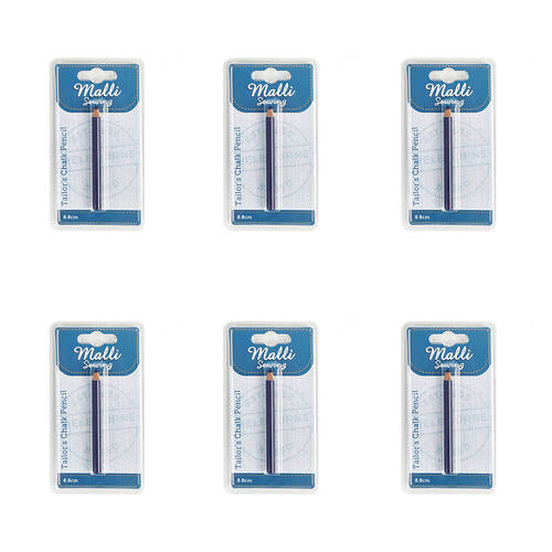 6PK Malli Tailors Chalk Pencil Fabric Marking Tool 128.8cm - Assorted