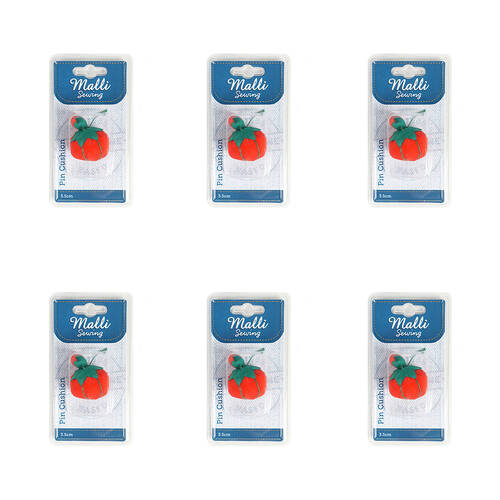 6PK Malli Sewing Nylon Tailoring/Sewing Pin Cushion 3.5cm - Red