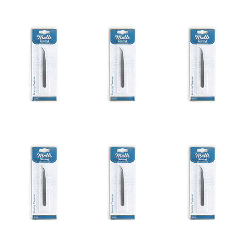 6PK Malli Sewing Metal Sewing Tweezer 12.5cm Silver - Assorted