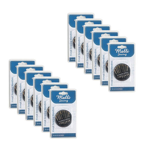 12PK Malli Sewing Metal Hand Sewing Needles Silver - Assorted Sizes