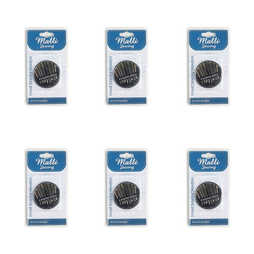 6PK Malli Sewing Metal Hand Sewing Needles Silver - Assorted Sizes