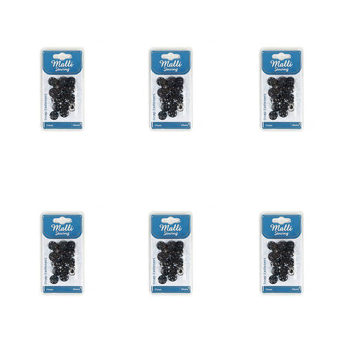 6PK Malli Sewing 8-Sets Iron Snap Fasteners 12mm - Assorted