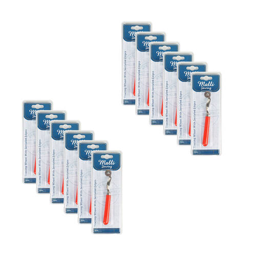 12PK Malli Sewing Metal Serrated Edge Tracing Wheel 15cm - Assorted