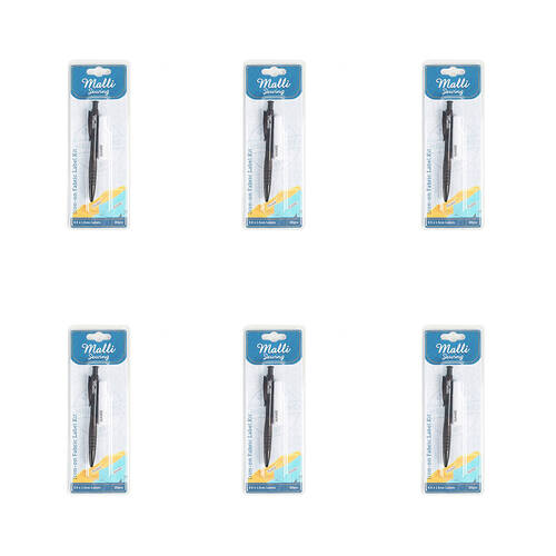 6PK Malli Iron-On Fabric Name Label & Pen Kit 5.5x1.5cm - Black