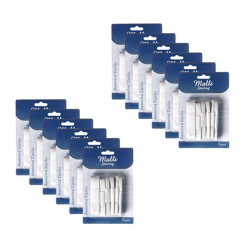 12x 6pc Malli Sewing Elastic Flexible Sewing Bands - Assorted Sizes
