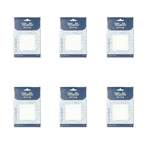 6PK Malli Sewing  Iron-On Mender Fabric Patch Black/White Asstd