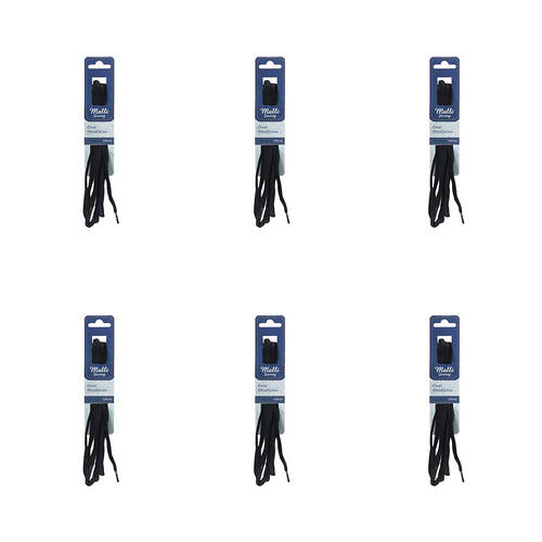 6PK Malli Sewing Oval Replacement Shoelaces 120cm - Black