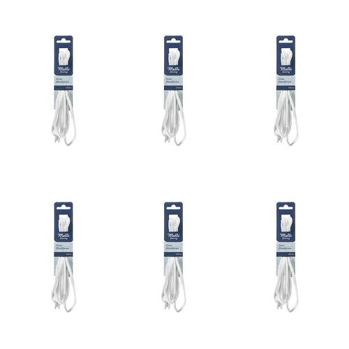 6PK Malli Sewing Oval Replacement Shoelaces 120cm - White