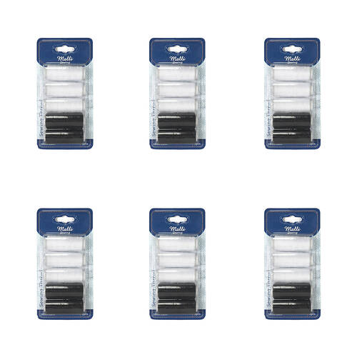 6x 5pc Malli 180M DIY Sewing Thread Spools - White/Black