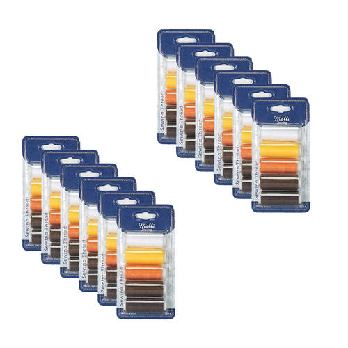 12x 5pc Malli 180M Plastic Spool Sewing DIY Garment Thread Warm Shades