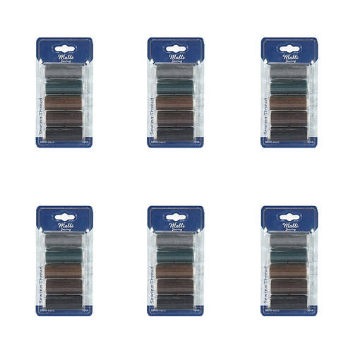 6x 5pc Malli 180M Plastic Spool Sewing DIY Garment Thread Dark Shades