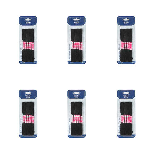 6x 6pc Malli 8M  Sewing Embroidery Cross-Stitch Thread Black