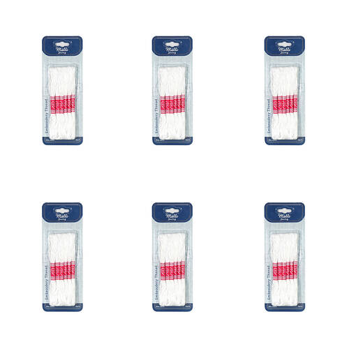 6x 6pc Malli 8M  Sewing Embroidery Cross-Stitch Thread White