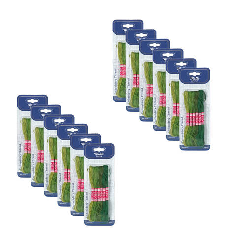 12x 6pc Malli 8M  Sewing Embroidery Cross-Stitch Thread Green