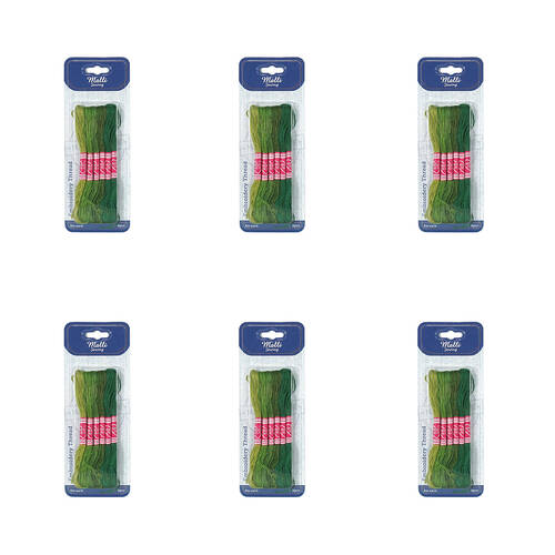 6x 6pc Malli 8M  Sewing Embroidery Cross-Stitch Thread Green