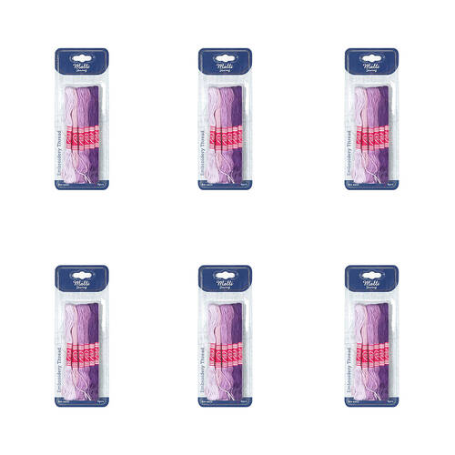 6x 6pc Malli 8M  Sewing Embroidery Cross-Stitch Thread Purple