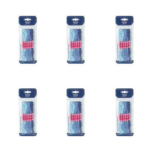 6x 6pc Malli 8M  Sewing Embroidery Cross-Stitch Thread Blue