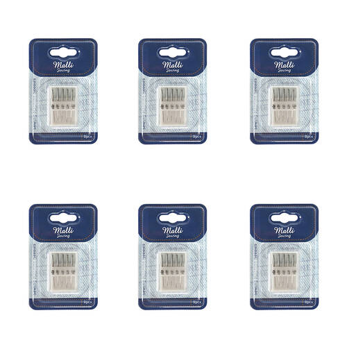6x 5pc Malli Sewing Steel/Plastic Sewing Machine Needles Silver - Assorted 