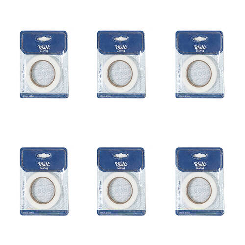 6PK Malli Hemming DIY Fastening Tape 10mm x 18M - Assorted