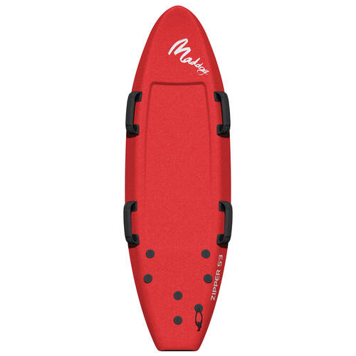Maddog Zipper Soft Beach Surfing 3-Fin Surfboard w/ Handles 5feet Red