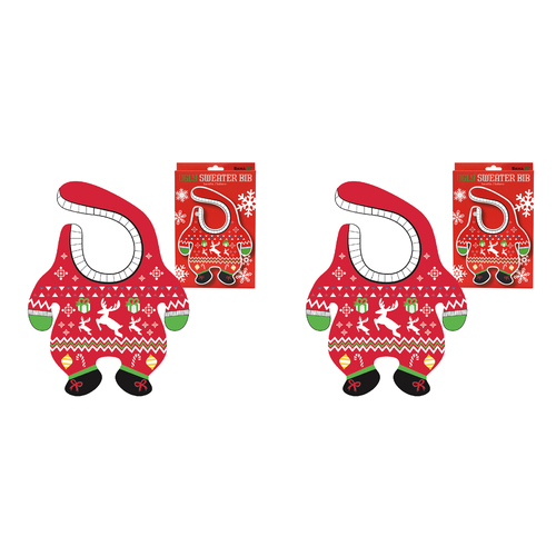2PK Gamago Xmas Santa Sweater Baby/Infant Feeding Bib Red