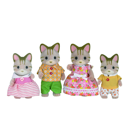 4pc Sylvanian Families Striped Cat Family Kids Miniature Toy 3y+