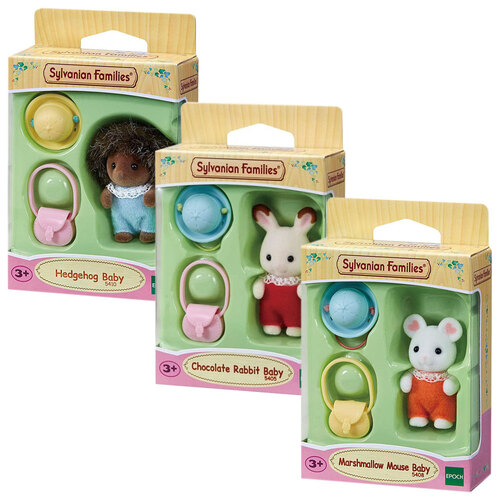 9pc Sylvanian Families Choc Rabbit Kids & Hedgehog Babies & Marshmallow Mice 3y+
