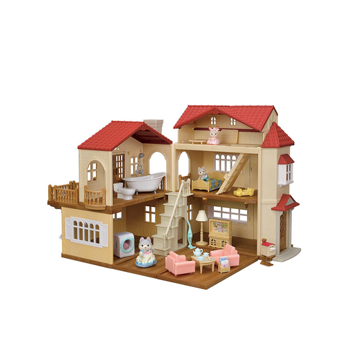 Sylvanian Families Red Roof Country Home Secret Attic Playroom Toy Gift Set