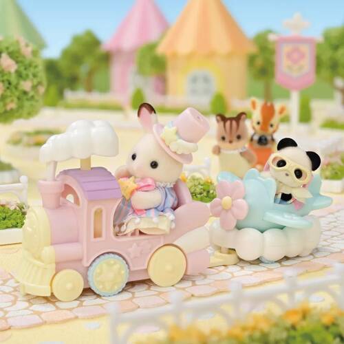 Sylvanian Families Amusement Park Ride Plane & Train Kids Toy Set 3y+