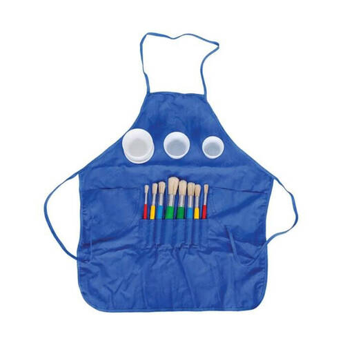 Sinoart Children's Painting Brush and Apron Arts & Craft Set Kit Blue
