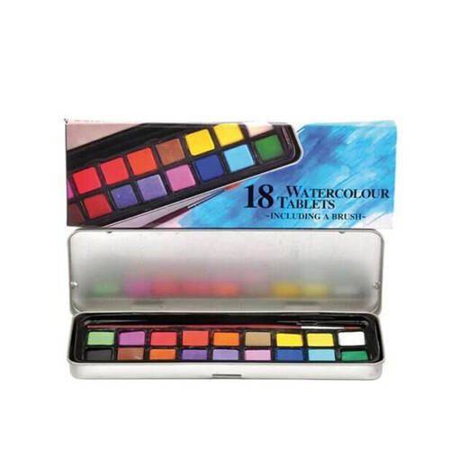 18pc Sinoart Sino Watercolour Colour Paint and Brush Set Multi-Coloured