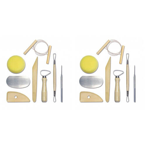 2x 8pc Sinoart Essential Artists Pottery and Ceramics Tools Kit Starter Set