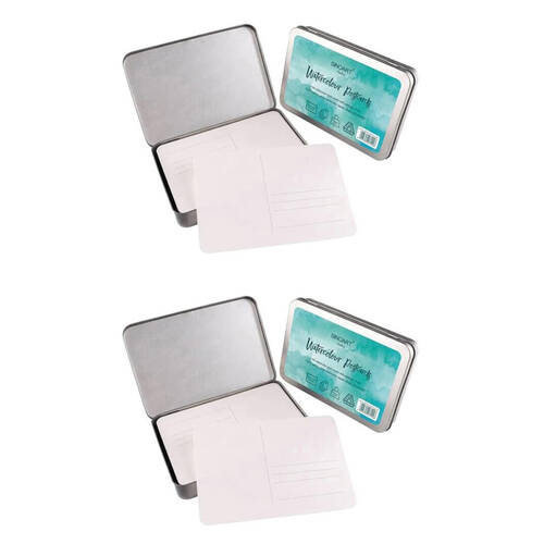 2x 24pc Sinoart Watercolour Postcard w/ Reusable Storage Tin 105x148mm 300gsm