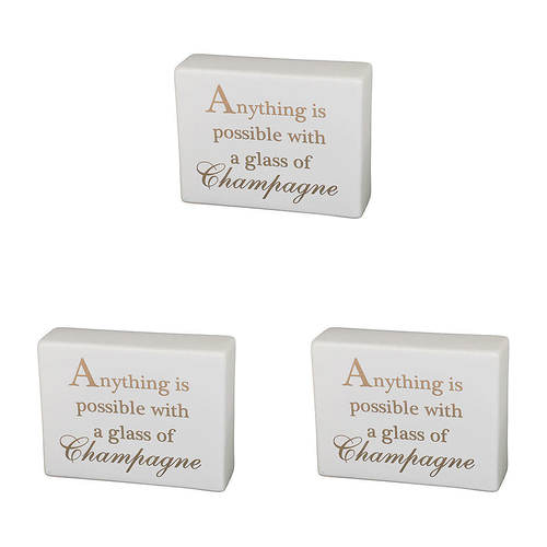 3PK LVD Ceramic Sign Champagne Decorative Home/Lounge Decor Ornament