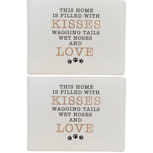 2PK LVD Ceramic Kisses And Tails Sign Wall Art Decoration 13x4x10cm White