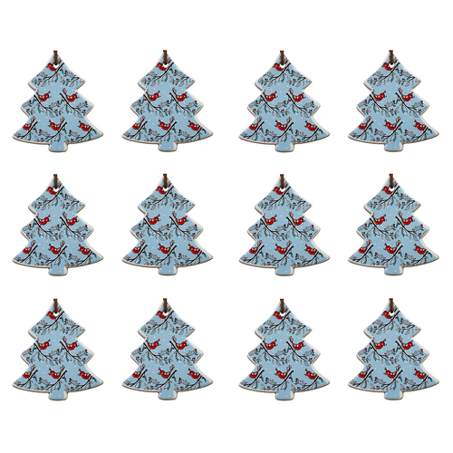 12PK LVD Hang Tree Red Bird Xmas Decorative Sculpture Home/Lounge Decor